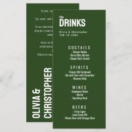 Green The Drinks Menü mit Minimalistischem Text Menükarte