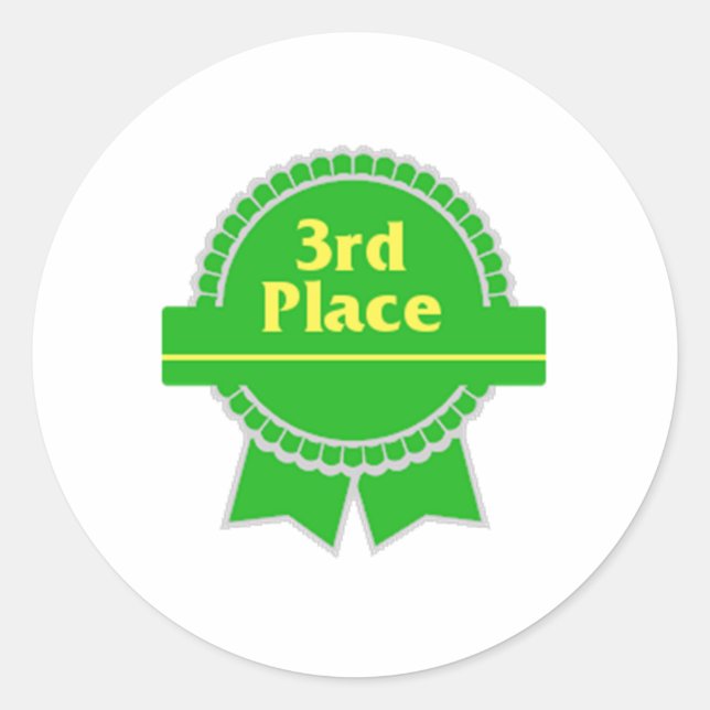Green Third Place Ribbon Runder Aufkleber (Vorderseite)