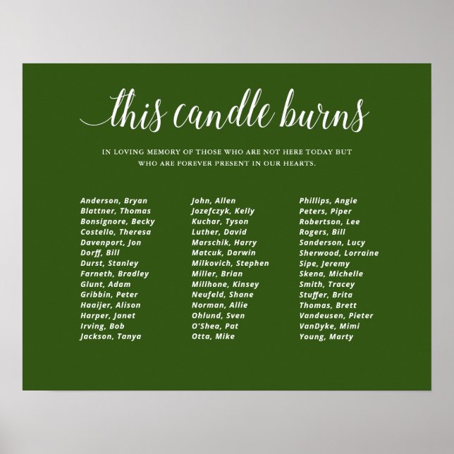 Green This Candle Burns Class Wiedersehen Memorial Poster (Vorne)