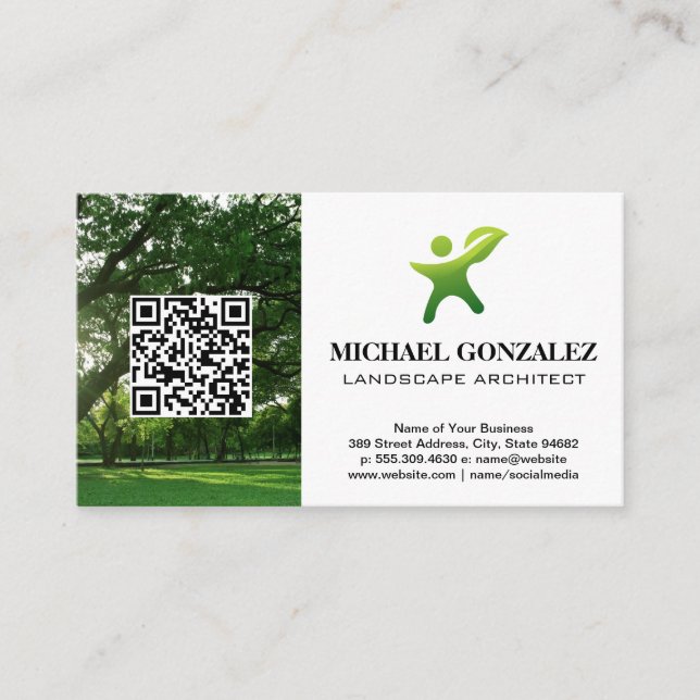 Green Thumb Icon | Horizontal | QR-Visitenkarte Visitenkarte (Vorderseite)