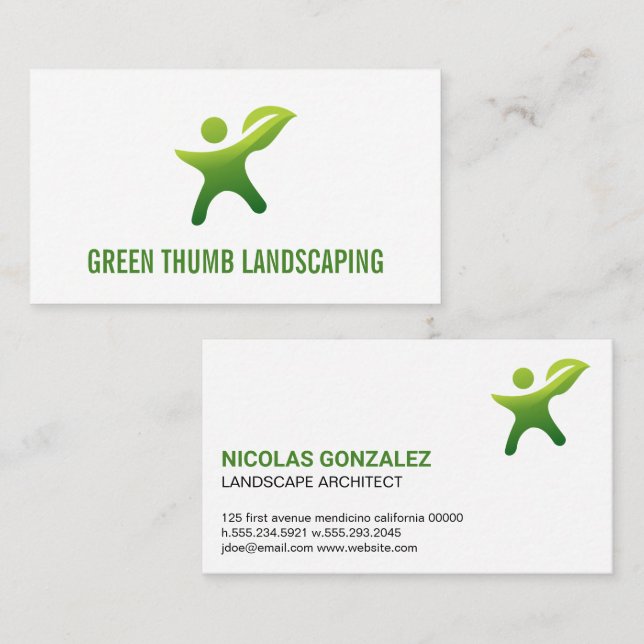 Green Thumb Leaf Logo Visitenkarte (Vorne/Hinten)