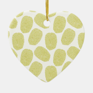 Green Thumbprints Pattern Keramik Ornament