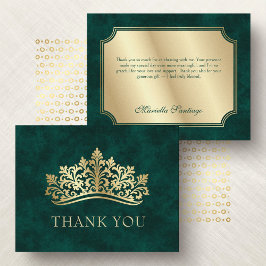 Green Tiara Crown Elegant Quinceanera Dankeskarte