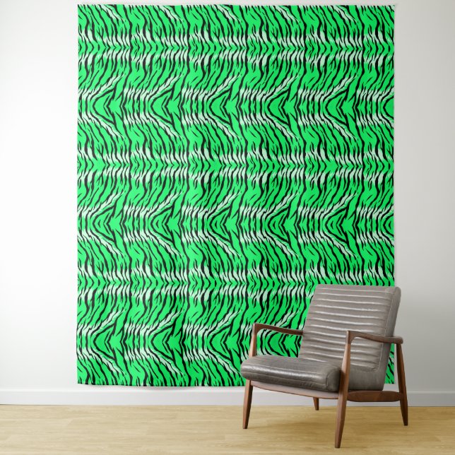 Green Tiger Animal Skin Pattern Design  Wandteppich (Beispiel)