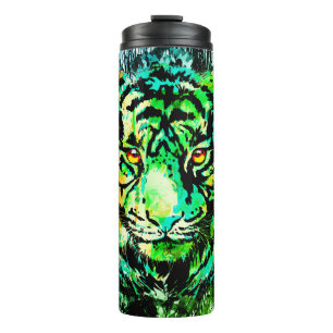 Green Tiger Head   Tiger Zeichnend Thermaltumbler Thermosbecher