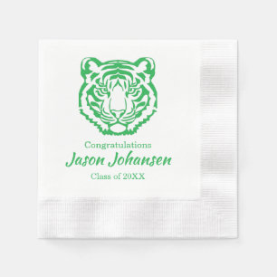 Green Tiger Mascot High School Abschluss Napkin Serviette