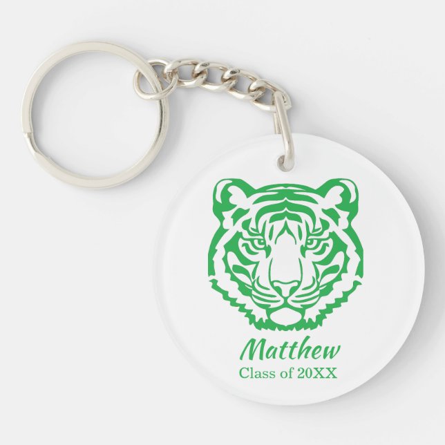 Green Tiger Mascot Motif Abschluss Geschenk Schlüsselanhänger (Vorderseite)