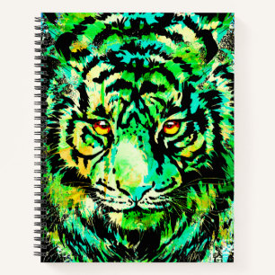 Green Tiger Notebook - Tiger Artwork - Wildlife Notizbuch