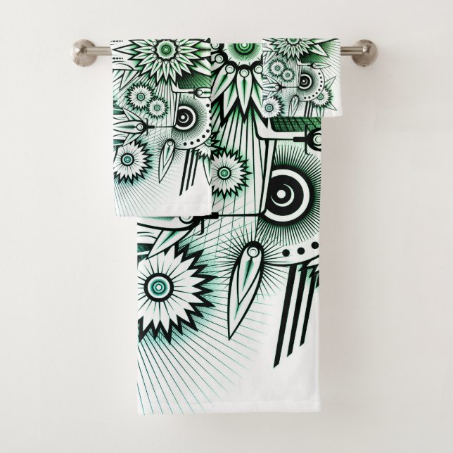 Green Tint für Tribal Design Badhandtuch Set (Insitu)