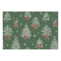 Green Toile Christmas Tree Pattern