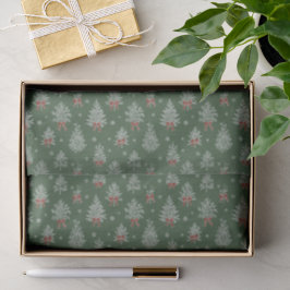 Green Toile Christmas Tree Pattern Seidenpapier