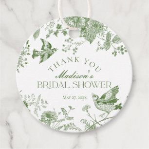 Green Toile De Jouy Floral Brautparty Bevorzugung Geschenkanhänger