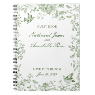 Green Toile De Jouy Floral Mariage Livre d'or