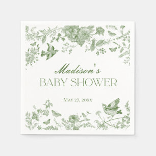 Green Toile De Jouy Vintag Floral Baby Dusche Serviette