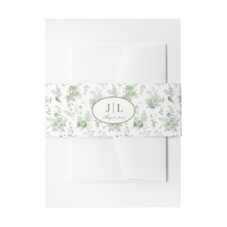 Green Toile Floral Belly Band for Wedding