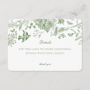 Green Toile Floral Détails Carte Invitation Insert