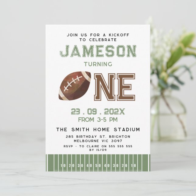 Green Touch Lines Football 1er Invitation annivers (Debout devant)