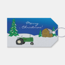 Green Tractor & Barn Weihnachtsmarke Geschenkanhänger