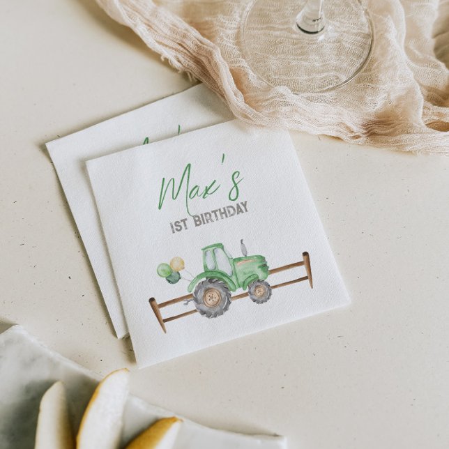 Green Tractor Birthday Napkins Serviette (Von Creator hochgeladen)