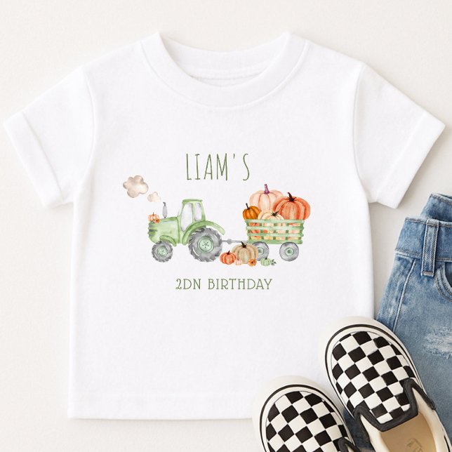 Green Tractor & Pumpkins Geburtstag T - Shirt (Von Creator hochgeladen)