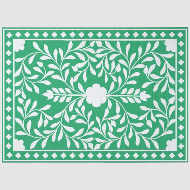 Green Traditional Bone Inlay Decoupage Paper Seidenpapier (Vorderseite)