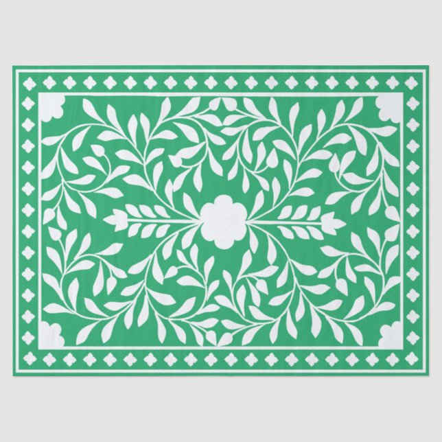 Green Traditional Bone Inlay Decoupage Paper Seidenpapier (Vorderseite)
