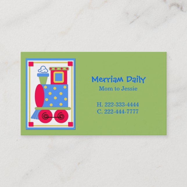Green Train Motor MOMY Play Card Telefonnummerkarte (Vorderseite)