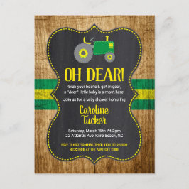 Green Traktor Baby Dusche Einladung Postkarte