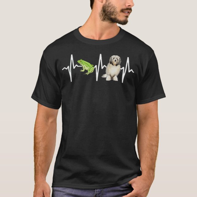 Green Tree Frog Lowchen Heartbeat Dog T-Shirt (Vorderseite)