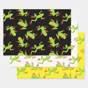 Green Tree Frog Muster Geschenkpapier Set