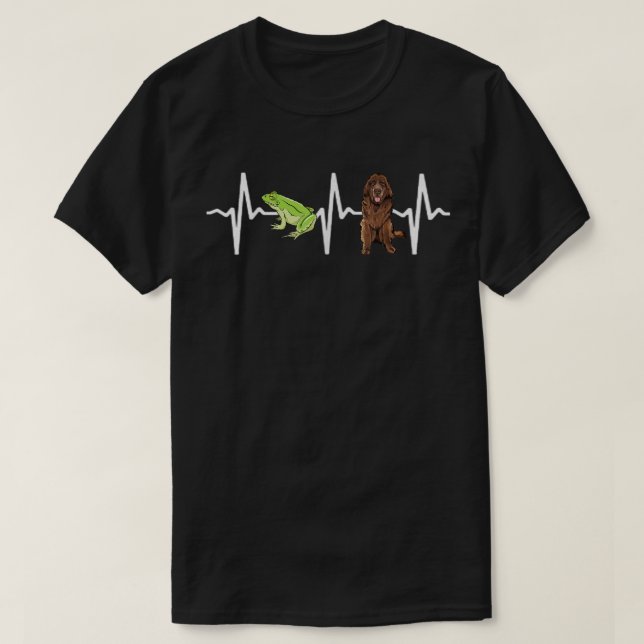 Green Tree Frog Newfoundland Heartbeat Dog Lover  T-Shirt (Design vorne)
