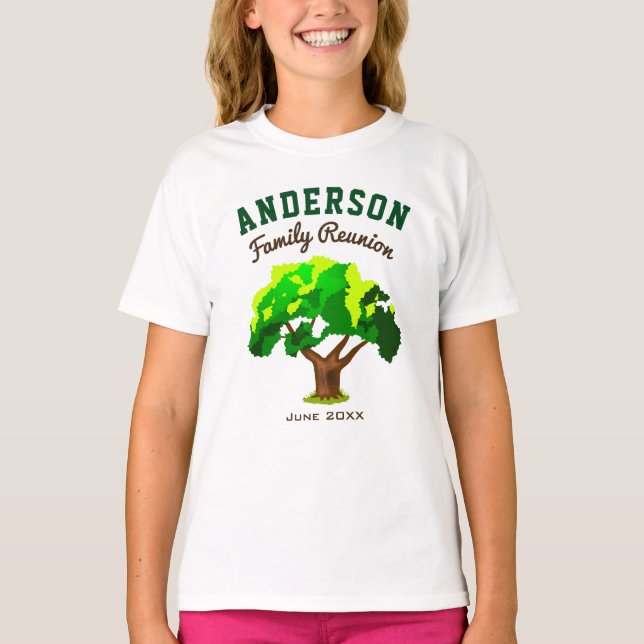 Green Tree Individuelle Name Family Wiedersehen T-Shirt (Vorderseite)