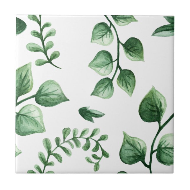 Green Tree Leaf Muster Fliese (Vorderseite)