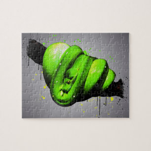 Green Tree Python Wasserfarbe Reptile Jigsaw Puzzl