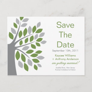 Green Tree Save the Date POST CARD! Ankündigungspostkarte