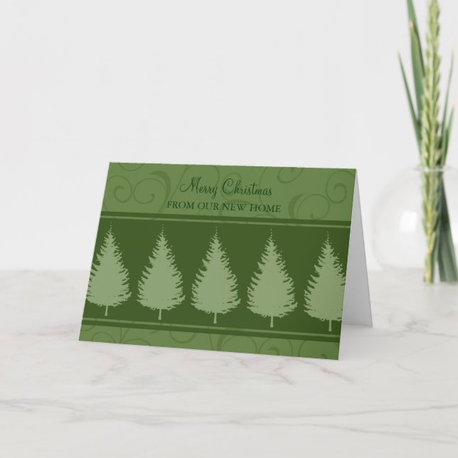 Green Trees Nouvelle adresse Carte de Noël (Devant)