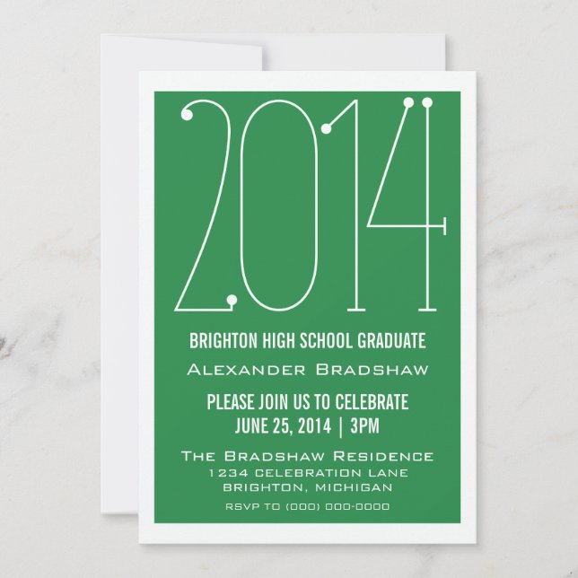 Green Trendy 2014 Graduation Invitation (Devant)