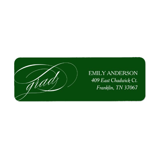 Green Trendy Calligraphy Abschluss-Adresse (Vorne)