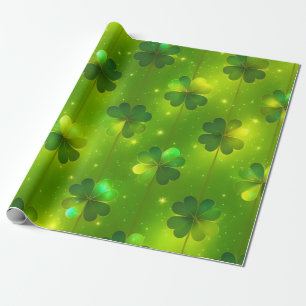 Green Trendy St Patrick's Day Clover Collection Geschenkpapier