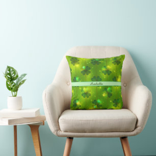 Green Trendy St Patrick's Day Clover Collection Kissen