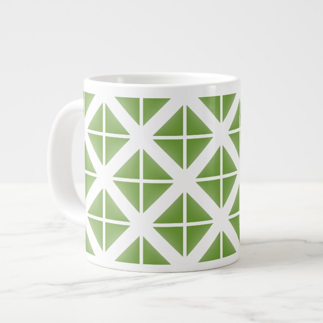 Green Trendy Triangle Pattern Jumbo-Tasse (Vorderseite Links)