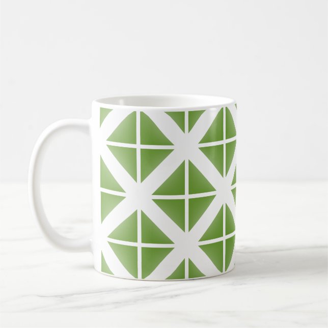 Green Trendy Triangle Pattern Kaffeetasse (Links)