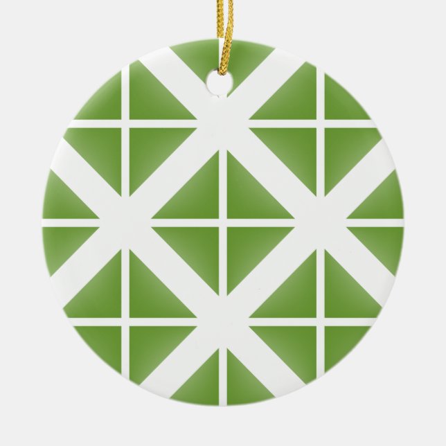 Green Trendy Triangle Pattern Keramik Ornament (Vorne)