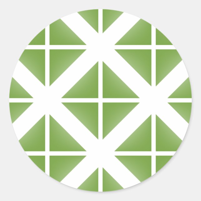 Green Trendy Triangle Pattern Runder Aufkleber (Vorderseite)