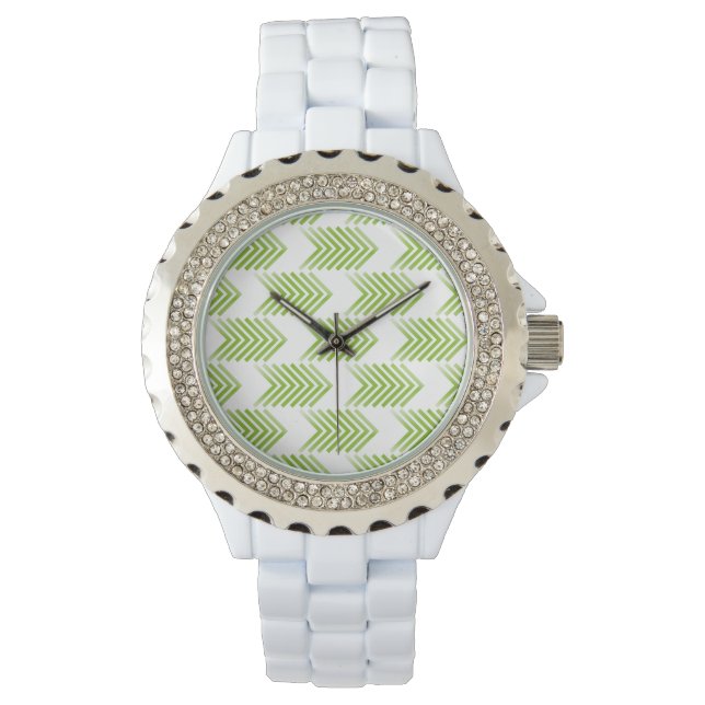 Green Tribal Arrow Muster Armbanduhr (Vorderseite)