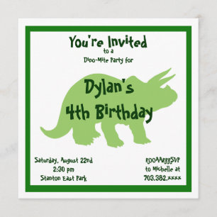 Green Triceratops Dinosaur Invitations d'anniversa