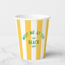 Green trifft mich am Strand gelben Cabana Streifen Pappbecher