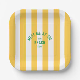 Green trifft mich am Strand gelben Cabana Streifen Pappteller