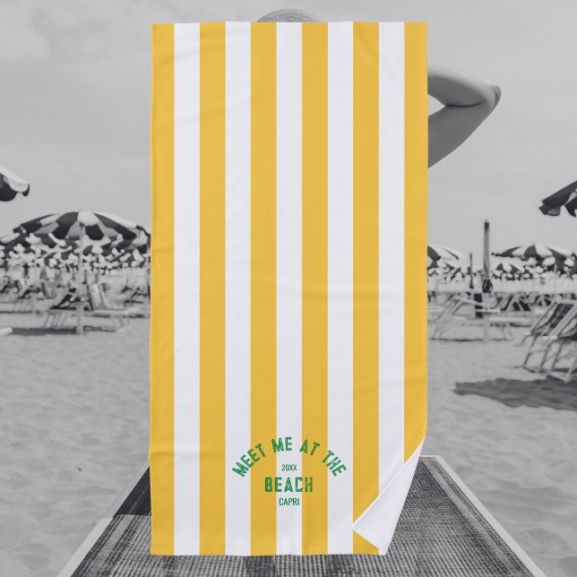 Green trifft mich am Strand gelben Cabana Streifen Strandtuch (Von Creator hochgeladen)
