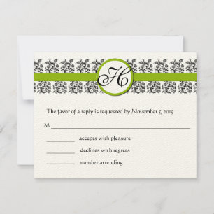 Green Trim RSVP Cards für Damask Green Trim benöti Karte